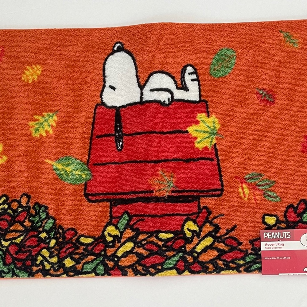 Peanuts Snoopy Doghouse Fall Leaves Halloween Accent Rug Kitchen Floor Mat NEW